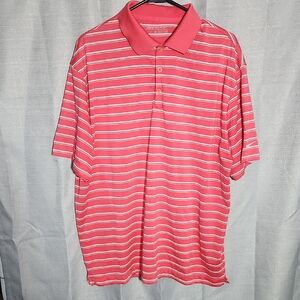 Nike Pink and White Striped Polo Shirt
